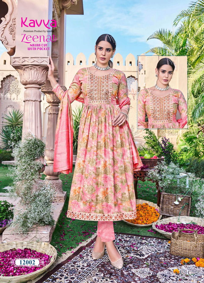 Zeenat Vol 12 By Kavya Capsule Foil Printed Readymade Suits Wholesale Shop In Surat
